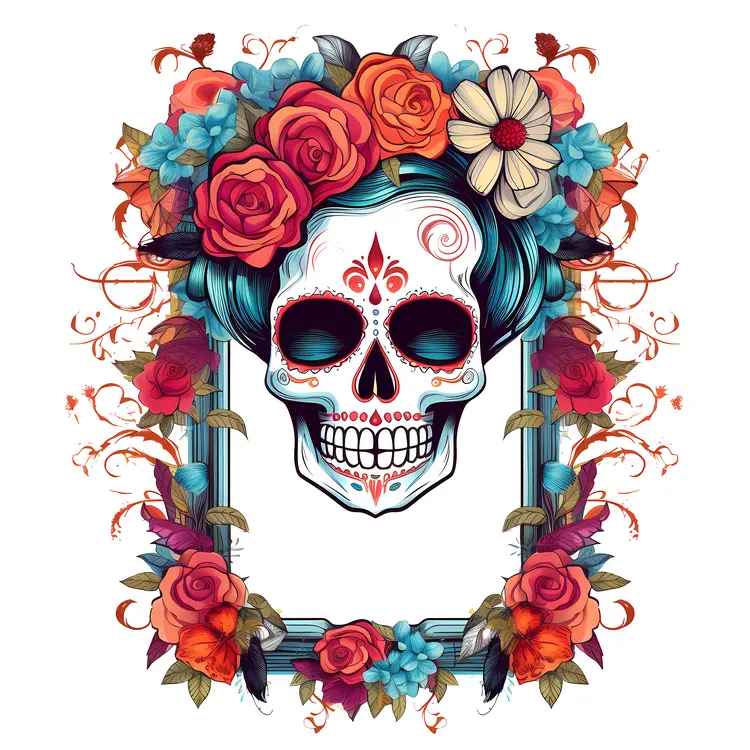 Skull with Floral Crown