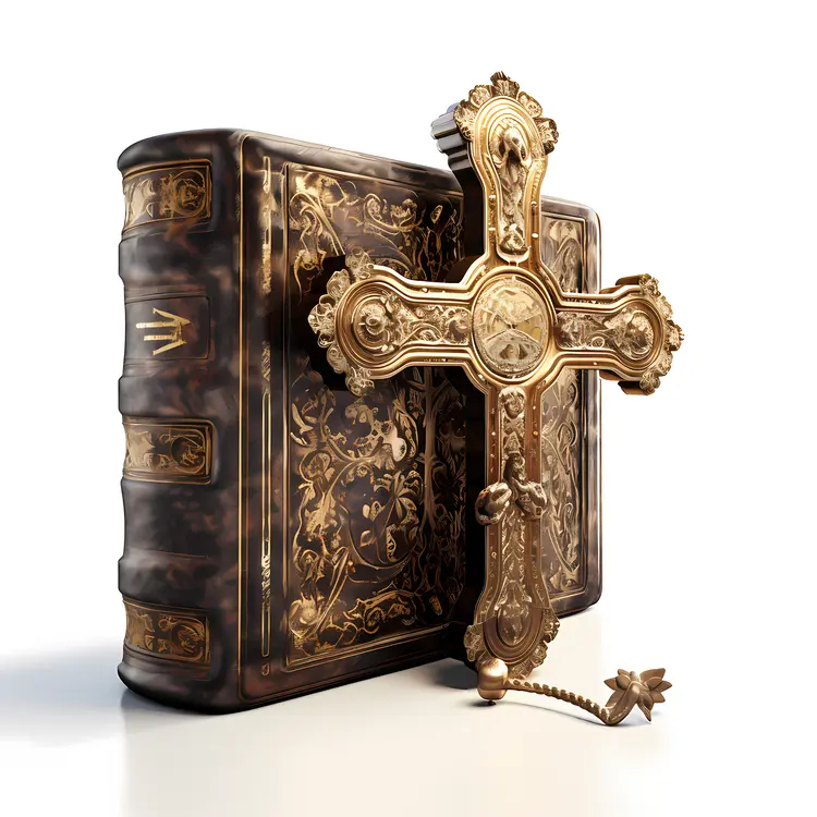 Ornate Bible with Decorative Cross