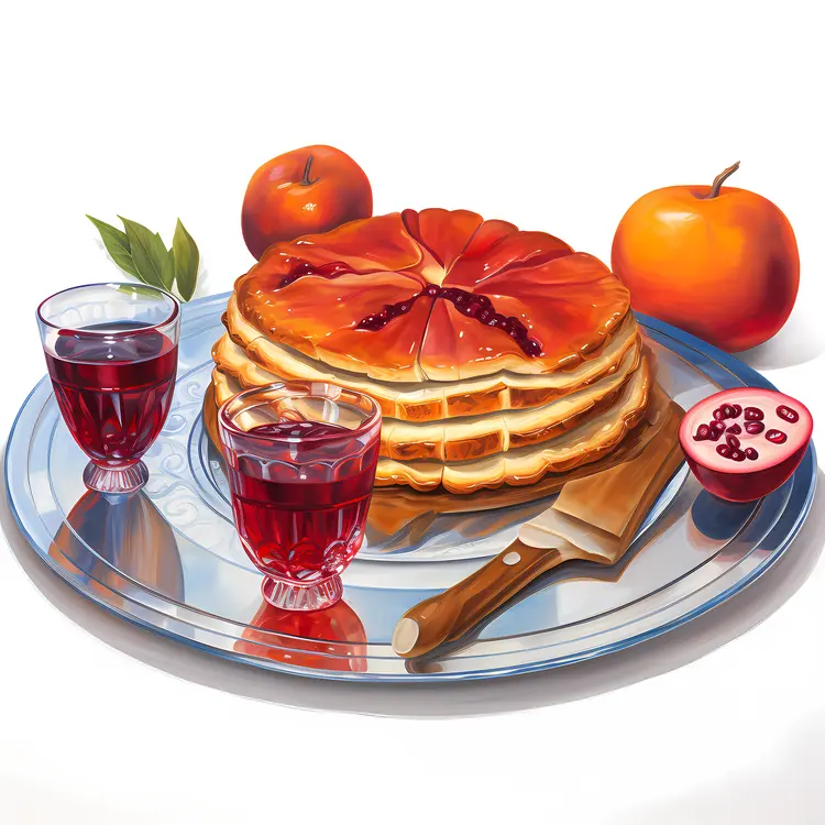Delicious Pancakes with Fruit and Juice
