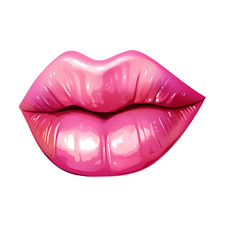Glossy Pink Lips Illustration