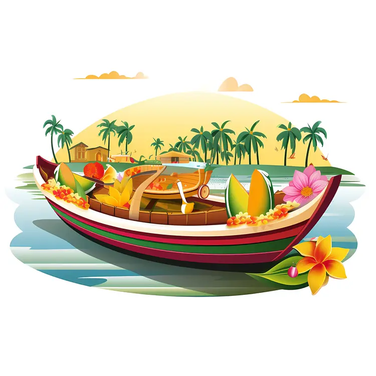 Decorated Boat with Flowers