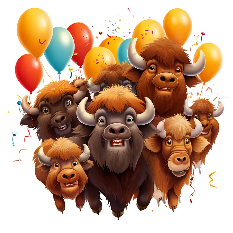 Party Bison Illustration