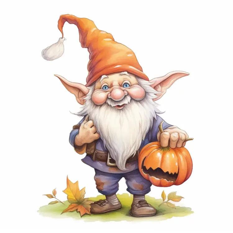 Cute Gnome with Pumpkin for Halloween