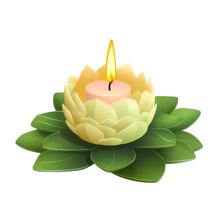 Yellow Lotus Candle with Flame