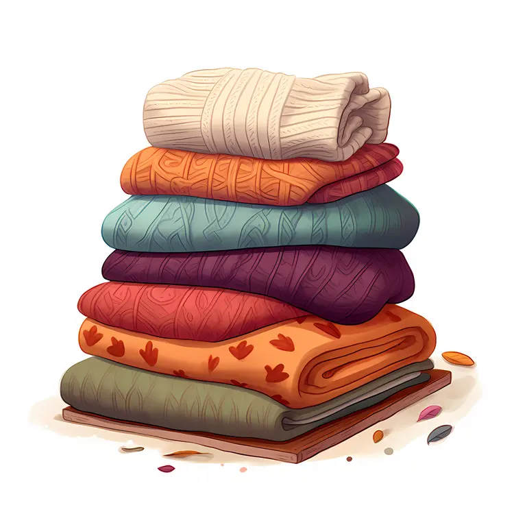 Colorful Stack of Folded Sweaters