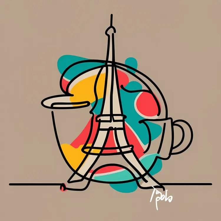 Eiffel Tower with Coffee Cup