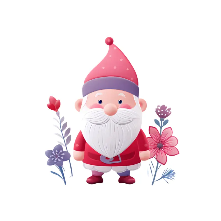 Gnome with Floral Background