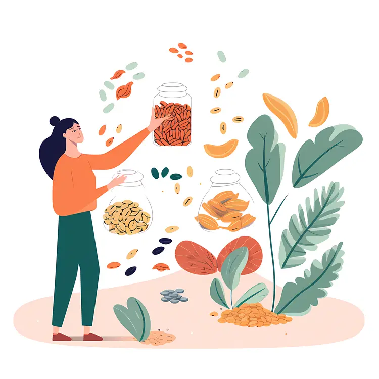 Woman Holding Jars of Seeds