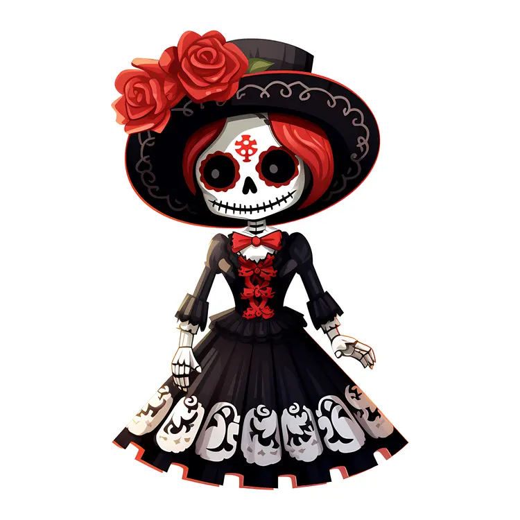 Skeleton in Festive Dress