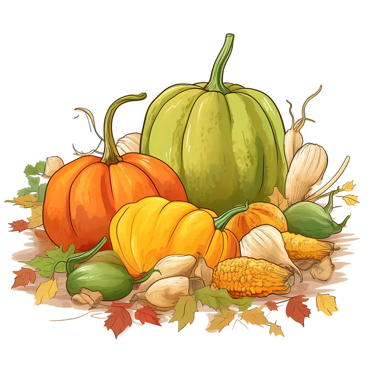 Colorful Pumpkins and Gourds for Autumn Harvest