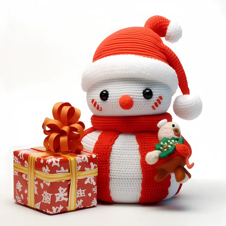 Crochet Snowman with Gift Box