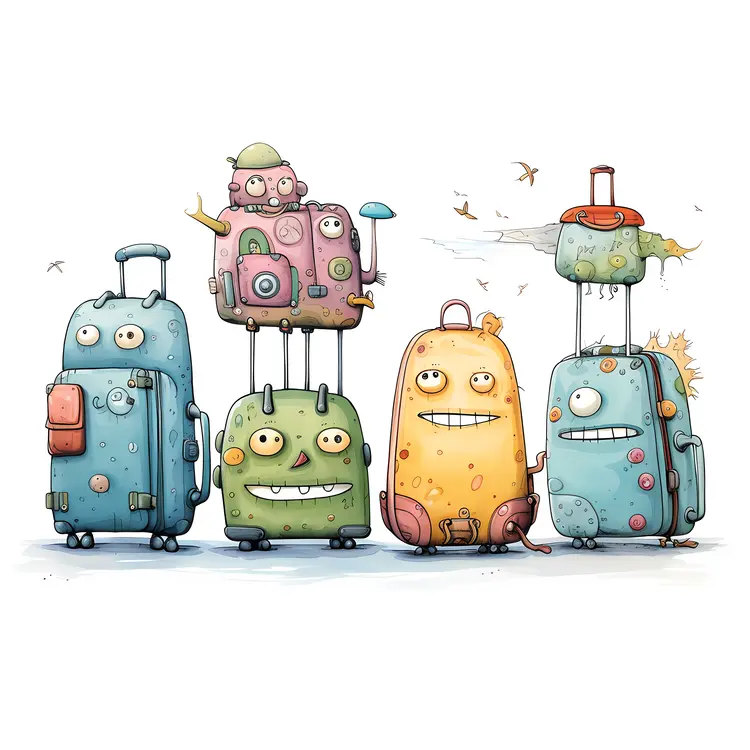 Funny Cartoon Suitcases