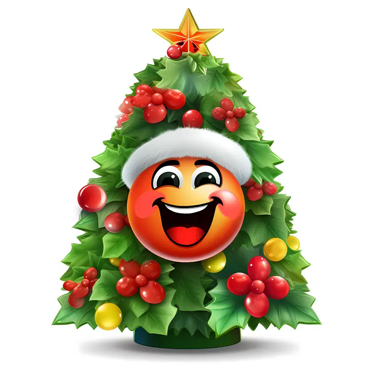 Smiling Emoji Christmas Tree