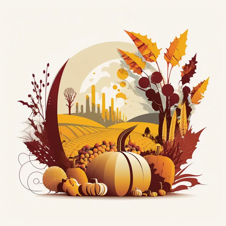 Autumn Harvest with Pumpkins and Leaves
Autumn Harvest with Pumpkins and Leaves