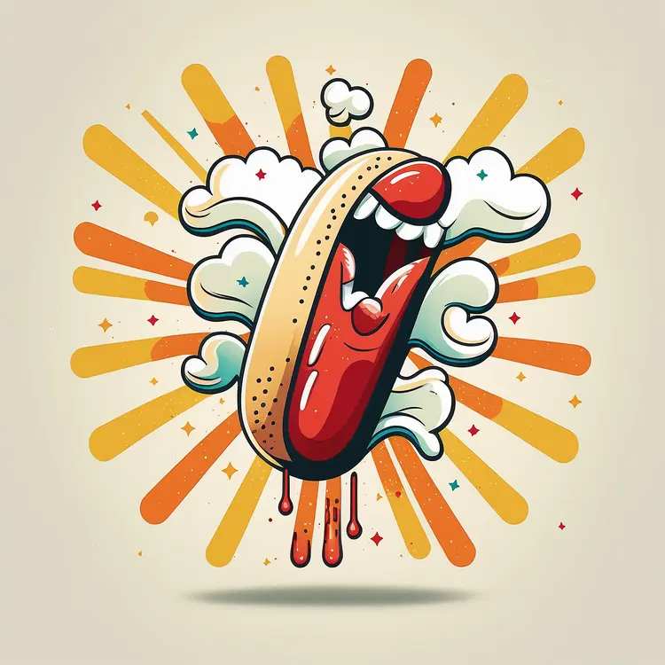 Fun Cartoon Hot Dog Illustration