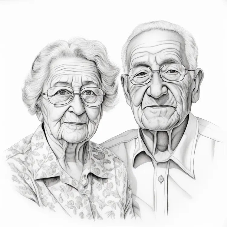 Elderly Couple in Black and White