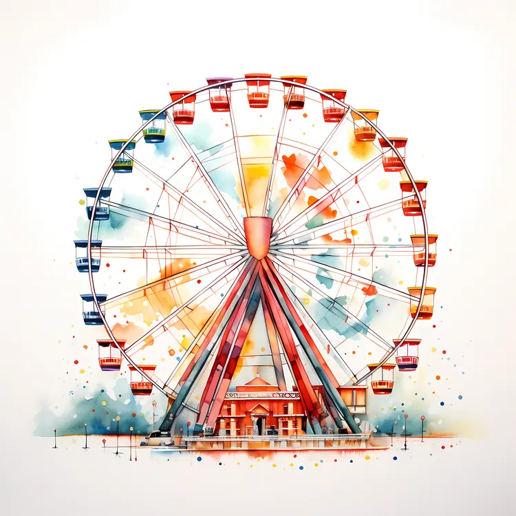 Ferris Wheel with Colorful Background