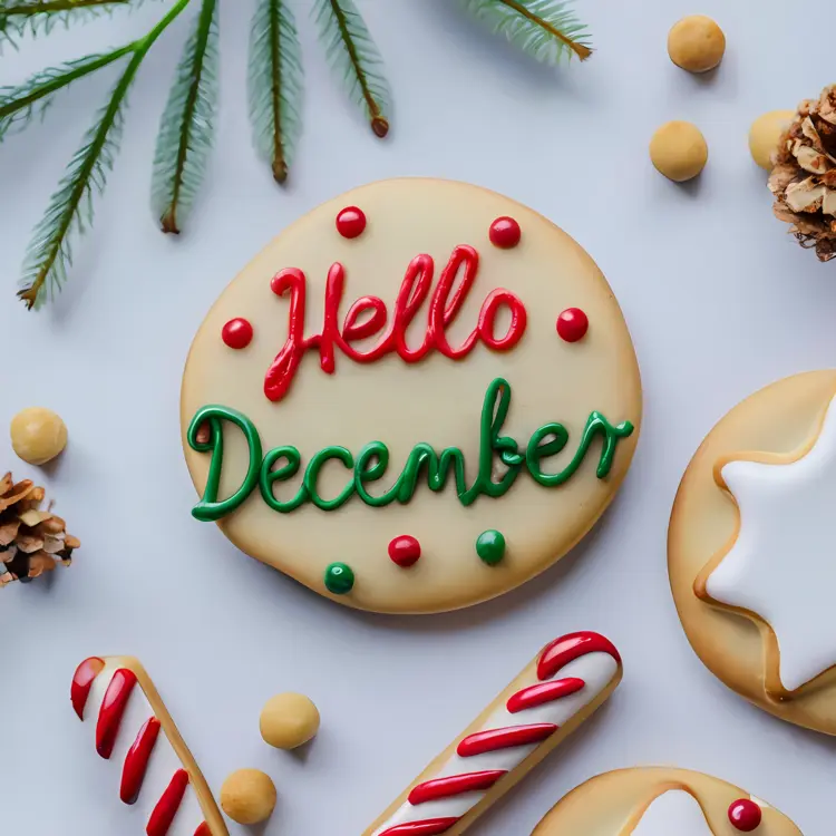 Hello December Holiday Cookie