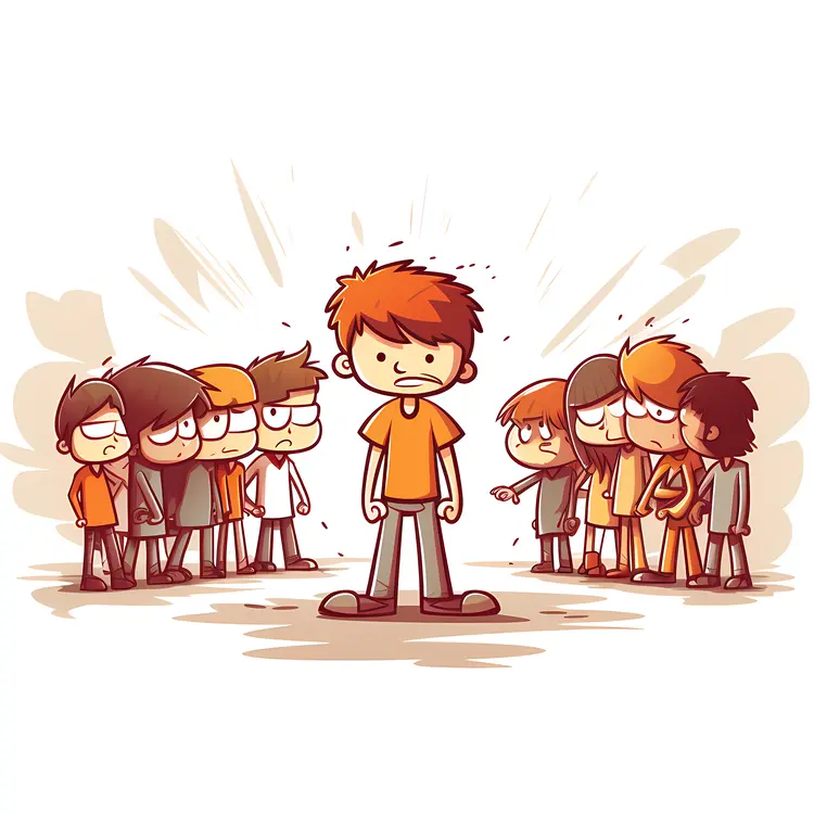 Sad Boy Surrounded by Group of Children