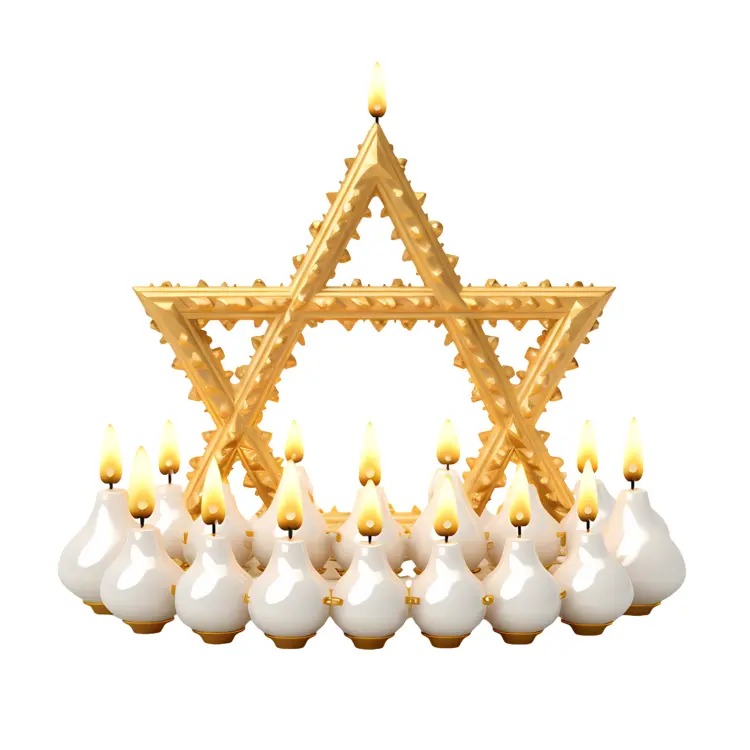 Golden Star of David with Multiple Candles for Hanukkah