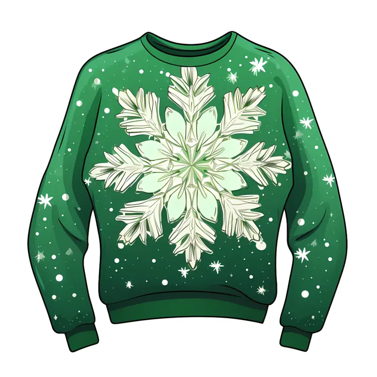 Green Sweater with Snowflake Design