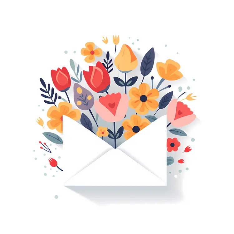 Colorful Flowers in Envelope Illustration