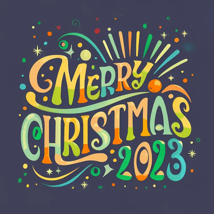 Colorful Merry Christmas 2023 Text