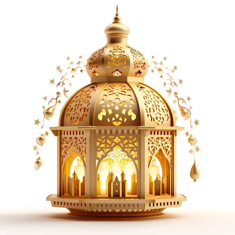 Golden Lantern with Star Decorations