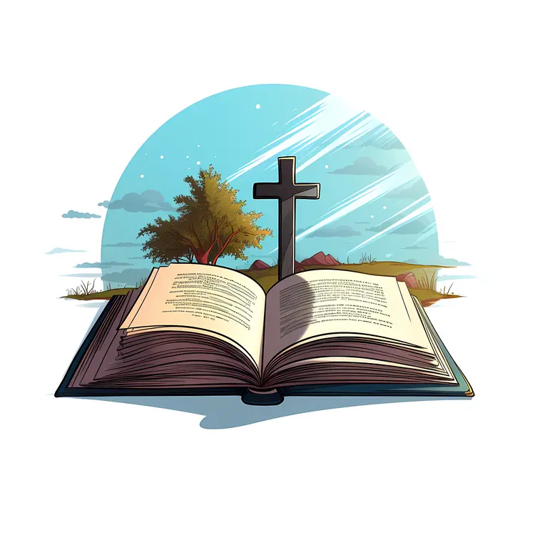 Bible with Cross in Nature