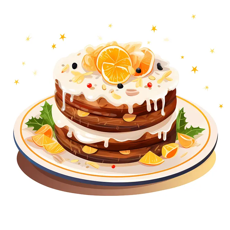Festive Cake with Orange Slices