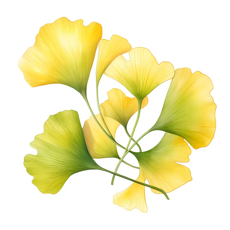 Yellow Ginkgo Leaves Cluster