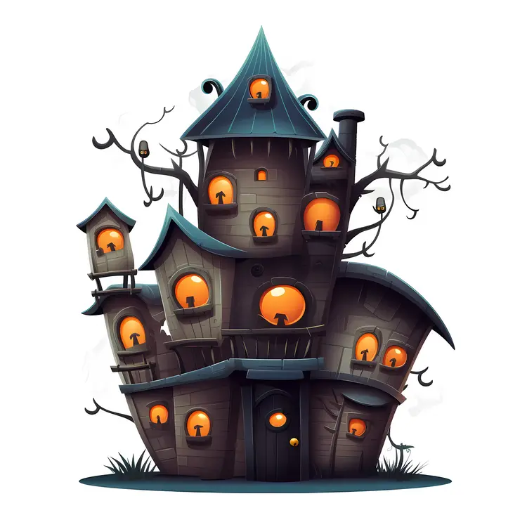 Spooky Haunted House Illustration for Halloween