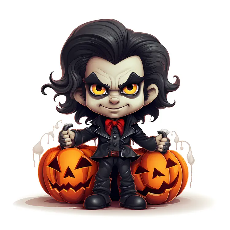 Vampire with Two Pumpkins
