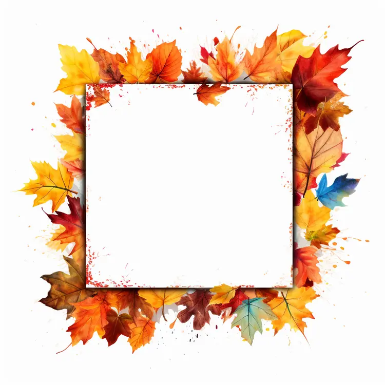 Artistic Autumn Leaves Frame with Splashes