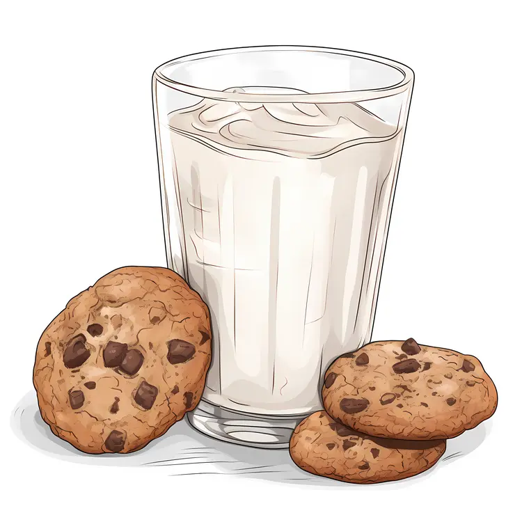 Delicious Milk and Cookies Illustration