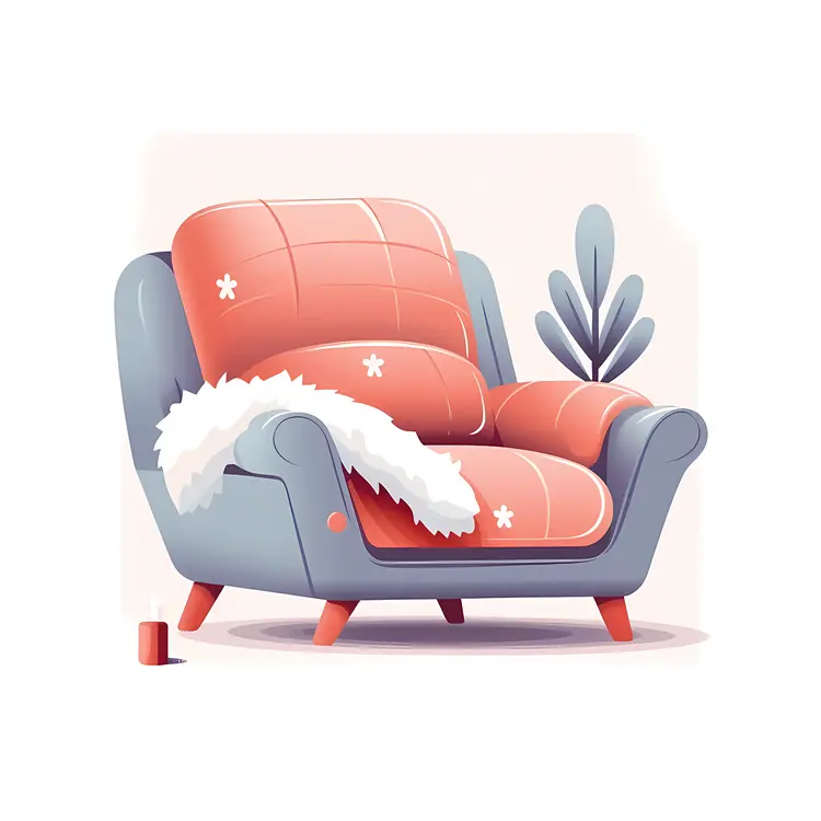 Cozy Red and Grey Armchair with Blanket and Plant