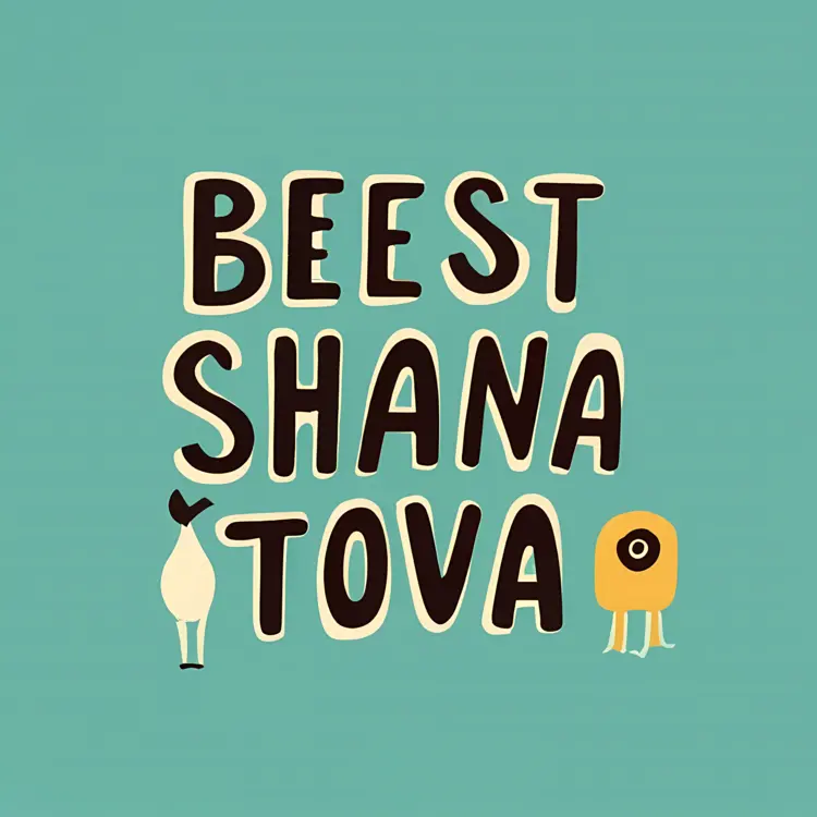 Beest Shana Tova Text with Decorations