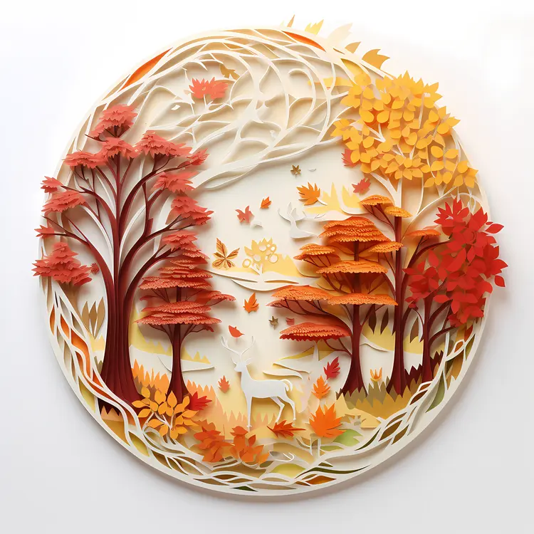 Deer in a Vibrant Autumn Forest