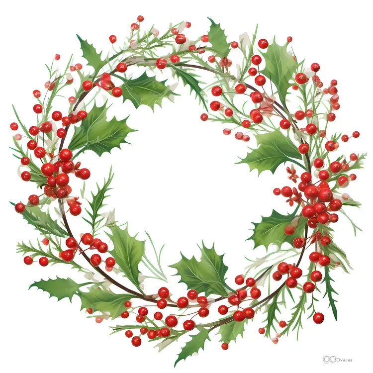Beautiful Christmas Wreath with Holly