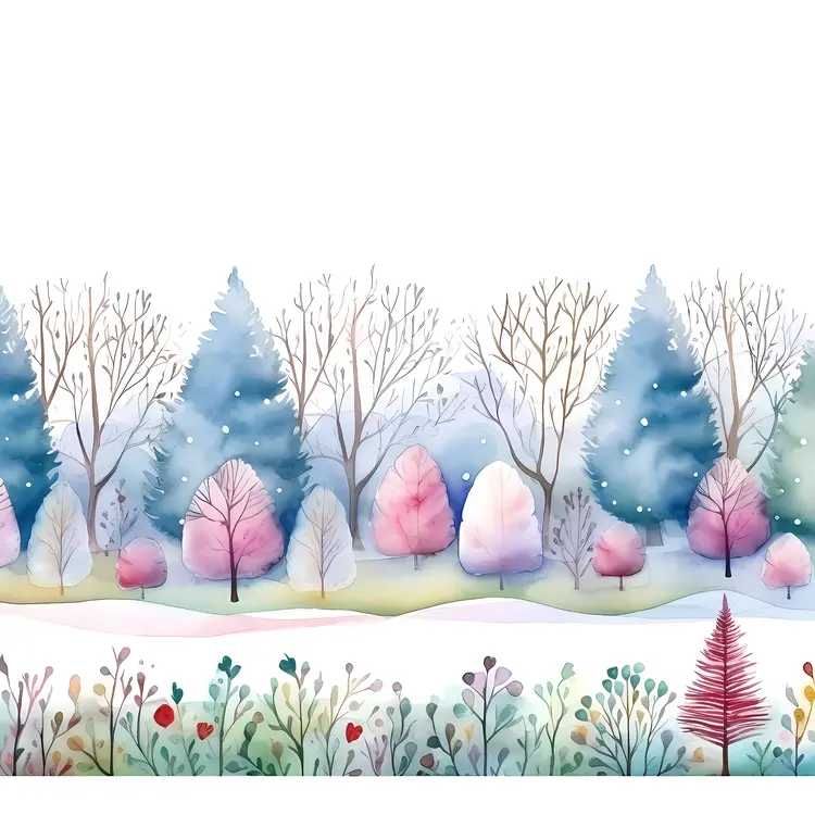 Winter Forest with Snow and Trees