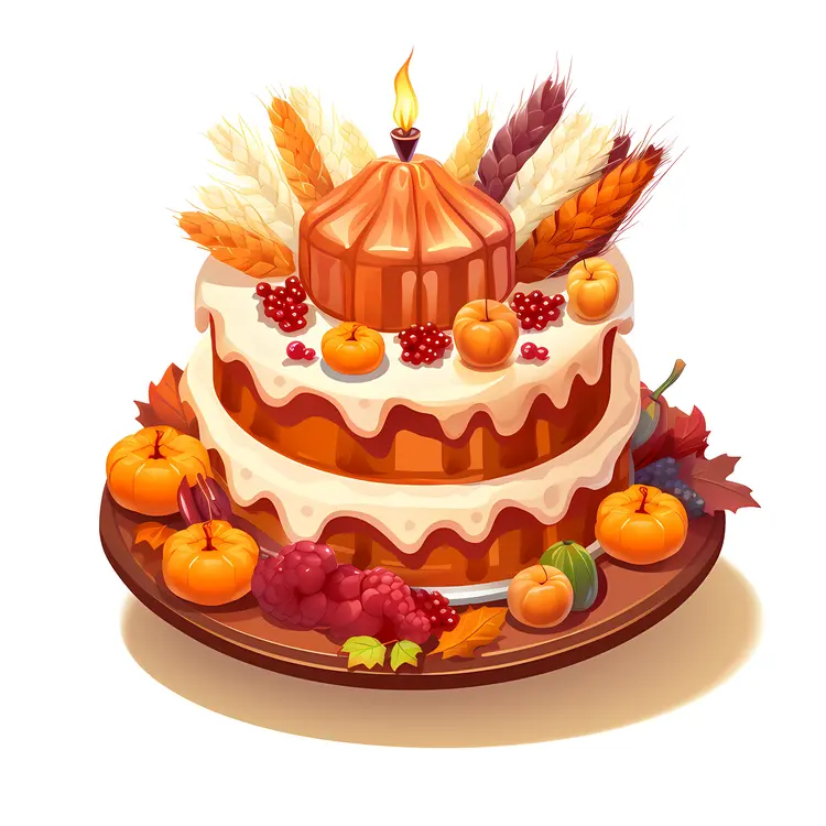 Autumn Pumpkin Cake with Fruits