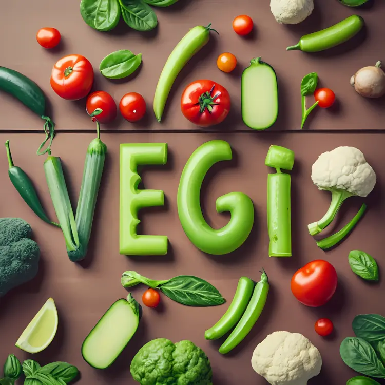 Fresh Vegetables Spelling 'VEGI'