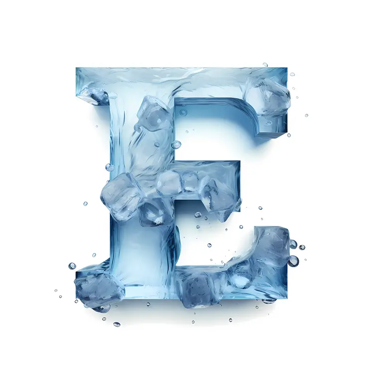 Ice Letter E with Frozen Texture