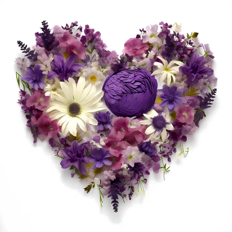 Heart-Shaped Flower Arrangement with Purple and White Flowers