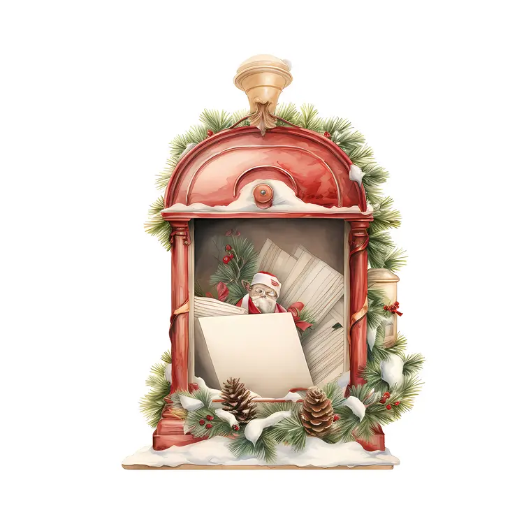 Christmas Mailbox with Letters and Pinecones