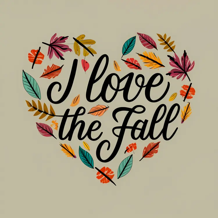 I Love the Fall with Colorful Autumn Leaves