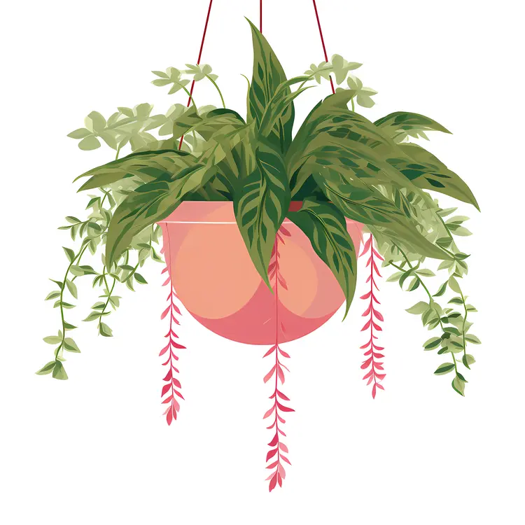 Green Hanging Plant with Pink Flowers