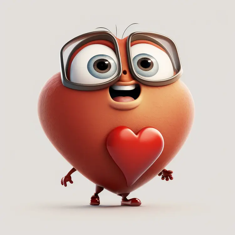 Cute Heart Character with Glasses