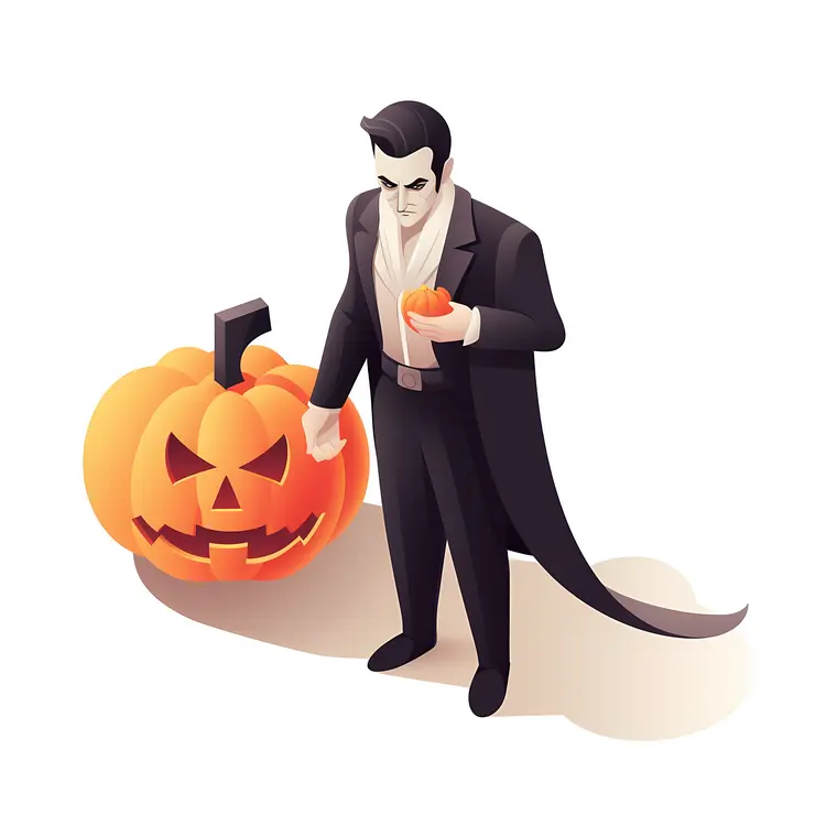Cartoon Vampire with a Pumpkin