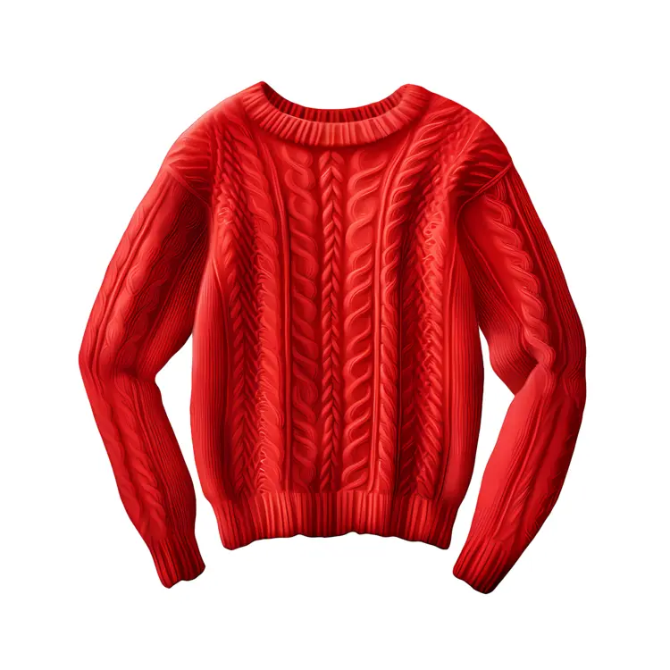 Elegant Red Sweater with Cable Pattern